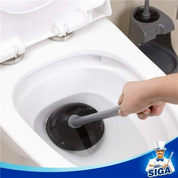 Toilet Plunger and Brush Set Bathroom Cleaning Tool with Holder Gray 2 Pack - Picture 5 of 8